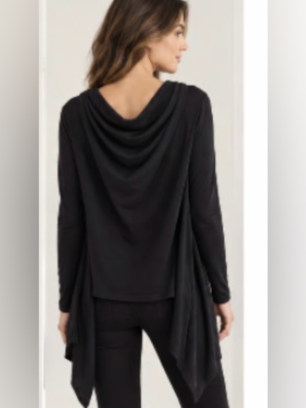 BCBG MaxAzria Silk/Cashmere blend Black Draped Cardigan Size XS